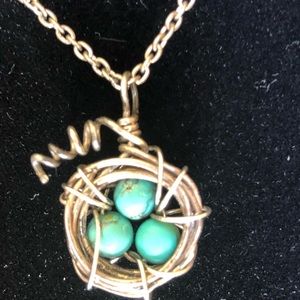 Silver And Howlite beaded Bird Neat Necklace